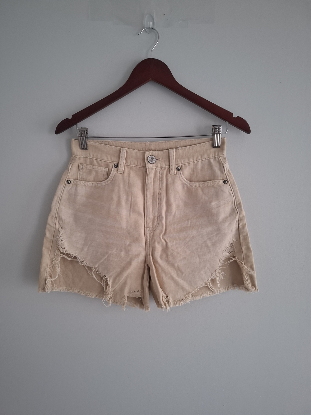 Beige High-Rise Distressed Women’s Shorts SZ 2